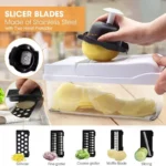 22-in-1 Vegetable Chopper Set, Multifunctional Vegetable Cutter with Container, Potato Cutter, Kitchen Fruit Vegetable Slicer and Food Chopper, Practical Kitchen Utensil & Gadget, Kitchenware - Image 4