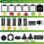 22-in-1 Vegetable Chopper Set, Multifunctional Vegetable Cutter with Container, Potato Cutter, Kitchen Fruit Vegetable Slicer and Food Chopper, Practical Kitchen Utensil & Gadget, Kitchenware - Image 6