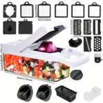 22-in-1 Vegetable Chopper Set, Multifunctional Vegetable Cutter with Container, Potato Cutter, Kitchen Fruit Vegetable Slicer and Food Chopper, Practical Kitchen Utensil & Gadget, Kitchenware - Image 8