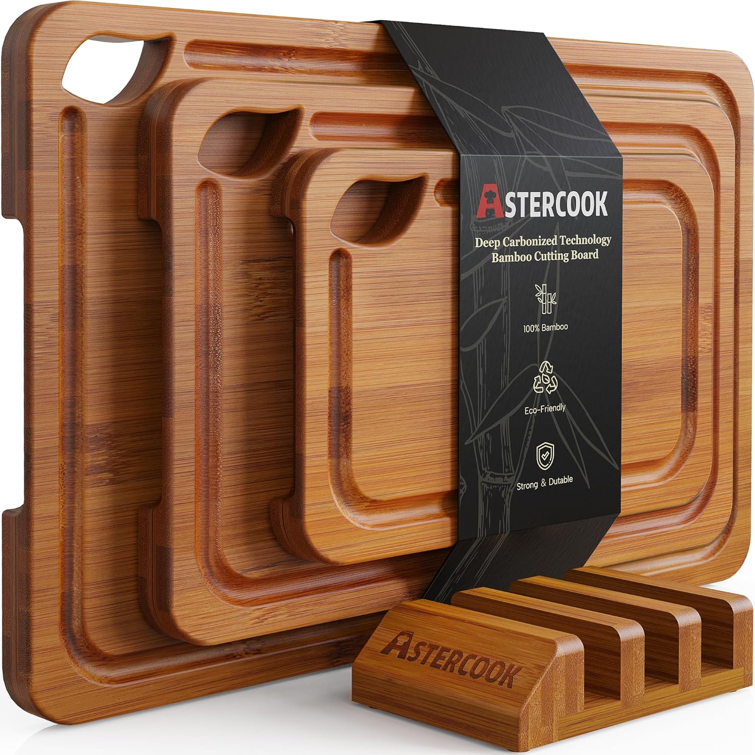 1 Astercook Deep-Carbonized Bamboo Cutting Boards - Image 1