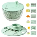 UFORU Salad Spinner Large, 3 IN 1 Vegetable and Fruit Washing Bowl with Strainer, Lettuce Spinner with 5 Blades Slicer, Egg Yolk Strainer, Salad Bowl for Efficient Salad Preparation, 5.3 Qt Kitchen Gadgets Set#SummerVibes