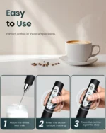 Handheld Milk Frother for Coffee, Rechargeable Electric Whisk with 3 Heads 3 Speeds Drink Mixer Foam Maker For Latte, Cappuccino, Hot Chocolate, Egg，Black Friday Online Event, Christmas Gifts - Image 10