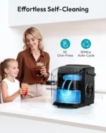 EUHOMY Ice Maker Countertop with Handle, 26lbs in 24Hrs, 9 Ice Cubes Ready in 6 Mins, Auto-Cleaning Portable Ice Maker with Basket and Scoop, for Home/Kitchen/Camping/RV. (2026New Silver) Utensils - Image 5