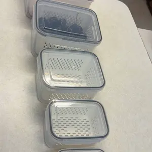 5 Pack Fridge Organizers and Storage - Stackable Fruit Storage Containers for Fridge with Removable Colander, BPA-Free Food Storage Container for Salad Berry Lettuce Vegetables Meat Keeper Fresh photo review