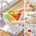 5 Pack Fridge Organizers and Storage - Stackable Fruit Storage Containers for Fridge with Removable Colander, BPA-Free Food Storage Container for Salad Berry Lettuce Vegetables Meat Keeper Fresh - Image 5