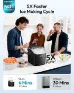 EUHOMY Ice Maker Countertop with Handle, 26lbs in 24Hrs, 9 Ice Cubes Ready in 6 Mins, Auto-Cleaning Portable Ice Maker with Basket and Scoop, for Home/Kitchen/Camping/RV. (2026New Silver) Utensils - Image 4