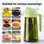 2PCS 2-in-1 Oil Dispenser & Oil Sprayer, 16oz / 470ml Olive Oil Bottle with Fine Mist Nozzle, Oil Spray Bottle for Cooking, Air Fryer & Salad (Black & Green) - Image 4