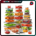 AISOON 40 PCS Extra Large 85oz Plastic Airtight Food Storage Containers Set (20 Containers + 20 Lids), Leakproof, Reusable, Microwave & Dishwasher Safe, with Labels & Pen