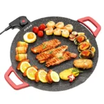 AORAN KITCHEN 1500W Portable Electric Korean BBQ Grill Indoor Smokeless Non-stick Grill Pan Adjustable Temperature Control Universal Fry Griddle for Home Cooking