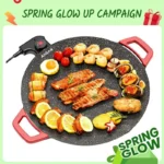 AORAN KITCHEN 1500W Portable Electric Korean BBQ Grill Indoor Smokeless Non-stick Grill Pan Adjustable Temperature Control Universal Fry Griddle for Home Cooking - Image 3