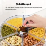 UFORU 6-Grid Rotating Grain Storage Container Dispenser, 360° Rice & Small Grain Organizer, One-Click Output Food Dispenser for Rice, Beans & Small Grains Only, Check Dimensions Before Purchase - Image 5