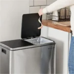 【Deals For You】SONGMICS Stainless Steel Trash Can Garage Can Multi-Compartment Plastic Inner Buckets and Hinged Lids Soft Closure Kitchen - Image 3