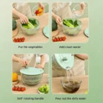UFORU Salad Spinner Large, 3 IN 1 Vegetable and Fruit Washing Bowl with Strainer, Lettuce Spinner with 5 Blades Slicer, Egg Yolk Strainer, Salad Bowl for Efficient Salad Preparation, 5.3 Qt Kitchen Gadgets Set#SummerVibes - Image 9