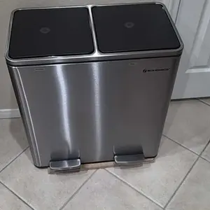 【Deals For You】SONGMICS Stainless Steel Trash Can Garage Can Multi-Compartment Plastic Inner Buckets and Hinged Lids Soft Closure Kitchen photo review