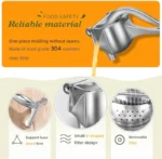 Hand Juicer Squeezer - Portable Multifunctional Manual Fruit Juicer Quiet Operation Easy Cleaning Detachable Head Press Sturdy Food Grade Juicermachine Kitchen Gadget Utensils - Image 5