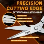 【Deals for You】HUUSK Kitchen Scissors All Purpose -FallFreshness- Stainless Steel Kitchen Shears, Sharp Silver Meat Scissors, Dishwasher Safe, Poultry Shears, Japanese Cooking Scissors for Food, Chicken Bones, and Turkey, Christmas Gift! - Image 6