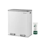 【Deals For You】SONGMICS Stainless Steel Trash Can Garage Can Multi-Compartment Plastic Inner Buckets and Hinged Lids Soft Closure Kitchen - Image 2