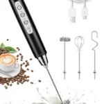 Handheld Milk Frother for Coffee, Rechargeable Electric Whisk with 3 Heads 3 Speeds Drink Mixer Foam Maker For Latte, Cappuccino, Hot Chocolate, Egg，Black Friday Online Event, Christmas Gifts