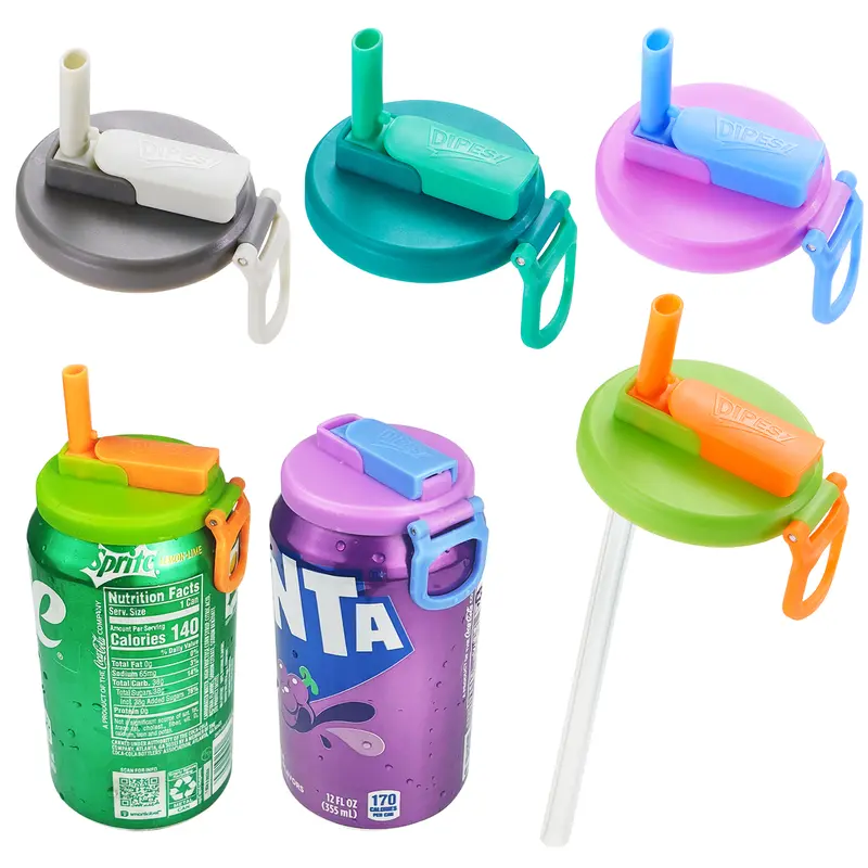 93ac6d0debf742e2990df46a0b0d0644~tplv-fhlh96nyum-resize-webp_800_800 Summervibes DIPESI 4-Pack BPA-Free Soda Can Lids with Straw - Reusable Lids for Seltzer, Juice & Beverage, Silicone Straws Included Drink Covers Children's Day summerwins,summerwins - Image 1
