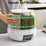 UFORU 6-Grid Rotating Grain Storage Container Dispenser, 360° Rice & Small Grain Organizer, One-Click Output Food Dispenser for Rice, Beans & Small Grains Only, Check Dimensions Before Purchase - Image 2