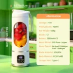 Ultimate Portable Blender! USB Rechargeable & Compact for Smoothies On-The-Go - Perfect Travel, Back To School & Gym! Leak Proof Design, Makes Shakes & Baby Food in Seconds cup juicer rechargeable mini blender vegetable - Image 2