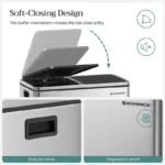 【Deals For You】SONGMICS Stainless Steel Trash Can Garage Can Multi-Compartment Plastic Inner Buckets and Hinged Lids Soft Closure Kitchen - Image 5