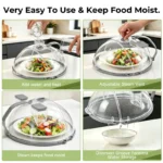 UFORU Upgraded Foldable Microwave Splatter Cover with Dual Water Steamer, 10 Inch Clear Vented Food Lid with Handle, Anti-Splatter Microwave Cover for Moisture-Rich Heating, Kitchen Gadget - Image 4