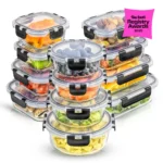 24-piece set (glass storage containers with lids) – limited to one order per person, while supplies last (factory clearance sale)