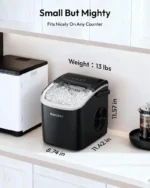 EUHOMY Ice Maker Countertop with Handle, 26lbs in 24Hrs, 9 Ice Cubes Ready in 6 Mins, Auto-Cleaning Portable Ice Maker with Basket and Scoop, for Home/Kitchen/Camping/RV. (2026New Silver) Utensils - Image 2