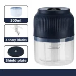 Electric Garlic Chopper, 4 Sharp Blades，Portable Veggie Chopper, 300ML Garlic Grinder Masher Onion Chopper, Blender to Vegetable, Cordless Food Processor for Ginger, Chili, Fruit, Meat, Spices, Beans, etc - Image 3