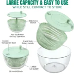 UFORU Salad Spinner Large, 3 IN 1 Vegetable and Fruit Washing Bowl with Strainer, Lettuce Spinner with 5 Blades Slicer, Egg Yolk Strainer, Salad Bowl for Efficient Salad Preparation, 5.3 Qt Kitchen Gadgets Set#SummerVibes - Image 4