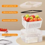 5 Pack Fridge Organizers and Storage - Stackable Fruit Storage Containers for Fridge with Removable Colander, BPA-Free Food Storage Container for Salad Berry Lettuce Vegetables Meat Keeper Fresh - Image 3