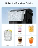 EUHOMY Ice Maker Countertop with Handle, 26lbs in 24Hrs, 9 Ice Cubes Ready in 6 Mins, Auto-Cleaning Portable Ice Maker with Basket and Scoop, for Home/Kitchen/Camping/RV. (2026New Silver) Utensils - Image 9