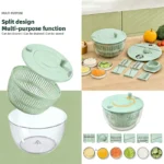 UFORU Salad Spinner Large, 3 IN 1 Vegetable and Fruit Washing Bowl with Strainer, Lettuce Spinner with 5 Blades Slicer, Egg Yolk Strainer, Salad Bowl for Efficient Salad Preparation, 5.3 Qt Kitchen Gadgets Set#SummerVibes - Image 3