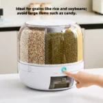 UFORU 6-Grid Rotating Grain Storage Container Dispenser, 360° Rice & Small Grain Organizer, One-Click Output Food Dispenser for Rice, Beans & Small Grains Only, Check Dimensions Before Purchase - Image 3