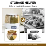 UFORU 6-Grid Rotating Grain Storage Container Dispenser, 360° Rice & Small Grain Organizer, One-Click Output Food Dispenser for Rice, Beans & Small Grains Only, Check Dimensions Before Purchase - Image 10
