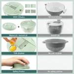 UFORU Salad Spinner Large, 3 IN 1 Vegetable and Fruit Washing Bowl with Strainer, Lettuce Spinner with 5 Blades Slicer, Egg Yolk Strainer, Salad Bowl for Efficient Salad Preparation, 5.3 Qt Kitchen Gadgets Set#SummerVibes - Image 2