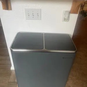 【Deals For You】SONGMICS Stainless Steel Trash Can Garage Can Multi-Compartment Plastic Inner Buckets and Hinged Lids Soft Closure Kitchen photo review