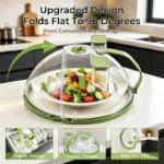 UFORU Upgraded Foldable Microwave Splatter Cover with Dual Water Steamer, 10 Inch Clear Vented Food Lid with Handle, Anti-Splatter Microwave Cover for Moisture-Rich Heating, Kitchen Gadget - Image 2