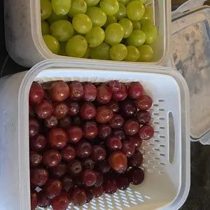 --5 Pack Fridge Organizers and Storage - Stackable Fruit Storage Containers for Fridge with Removable Colander, BPA-Free Food Storage Container for Salad Berry Lettuce Vegetables Meat Keeper Fresh photo review
