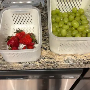 --5 Pack Fridge Organizers and Storage - Stackable Fruit Storage Containers for Fridge with Removable Colander, BPA-Free Food Storage Container for Salad Berry Lettuce Vegetables Meat Keeper Fresh photo review
