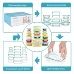 Vtopmart 36 Pack Glass Food Storage Containers with Lids -Stackable Design for Kitchen Utensils Oven Microwave Freezer Dishwasher Kitchenware Lunch Compartment Grey Rectangle Airtight Meal Prep,Large Storage,summerwins - Image 5