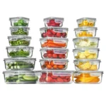 Vtopmart 36 Pack Glass Food Storage Containers with Lids -Stackable Design for Kitchen Utensils Oven Microwave Freezer Dishwasher Kitchenware Lunch Compartment Grey Rectangle Airtight Meal Prep,Large Storage,summerwins